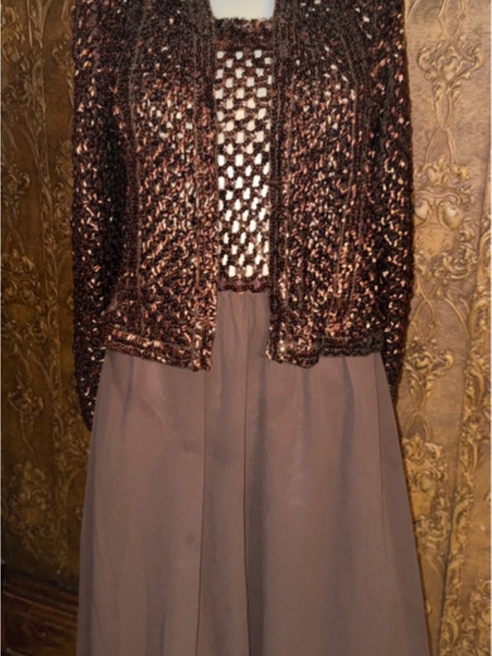 Vintage Edith Flagg California Two-Piece Knit & Chiffon Dress Ensemble